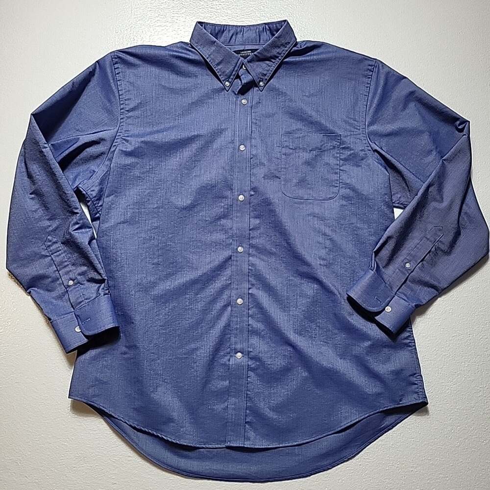 Lands End Outfitters Mens Long Sleeve Buttonup Shirt XXL Blue Classic